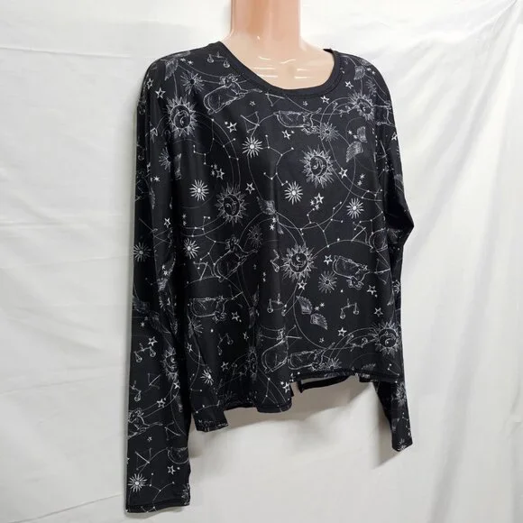 Johnny Was Active Bijou Long Sleeve Flyaway Back Top Tee Women Size L Black - Picture 11 of 16